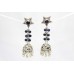 Dangle Jhumka Jhumki Earrings Blue Onyx Women's Silver Solid 925 Gemstone A537
